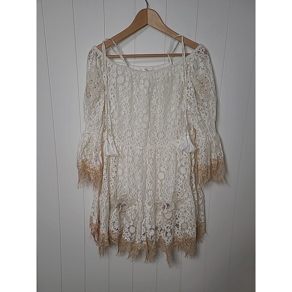 Venus Lace Ivory Coquette Whimsigoth Dress Womens Size Medium Ivory Lined - Picture 1 of 14